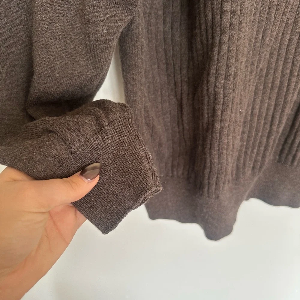 Geoffrey Beene Ribbed Quarter Zip Sweater XL Cotton Cashmere Blend EUC